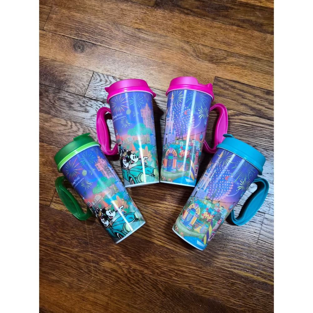 Walt Disney World Resort Refillable Mugs Mickey Minnie Park Icons Set of 4